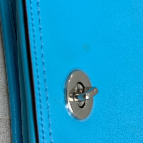 COACH Leather Crossbody Fringe accent bag purse bright blue - Picture 6 of 14